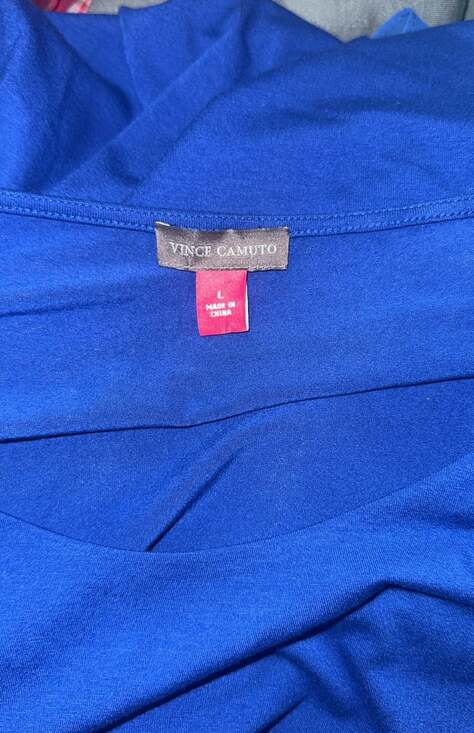 Vince Camuto Royal Blue 3/4 Sleeve Tunic Top with Layered Chiffon Hem - Picture 3 of 3